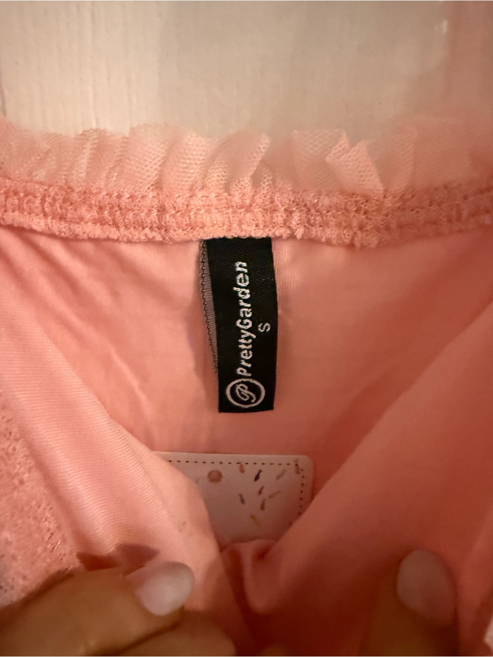 Pink Tiered Tulle Mini Dress with Smocked Bodice - Picture 3 of 4